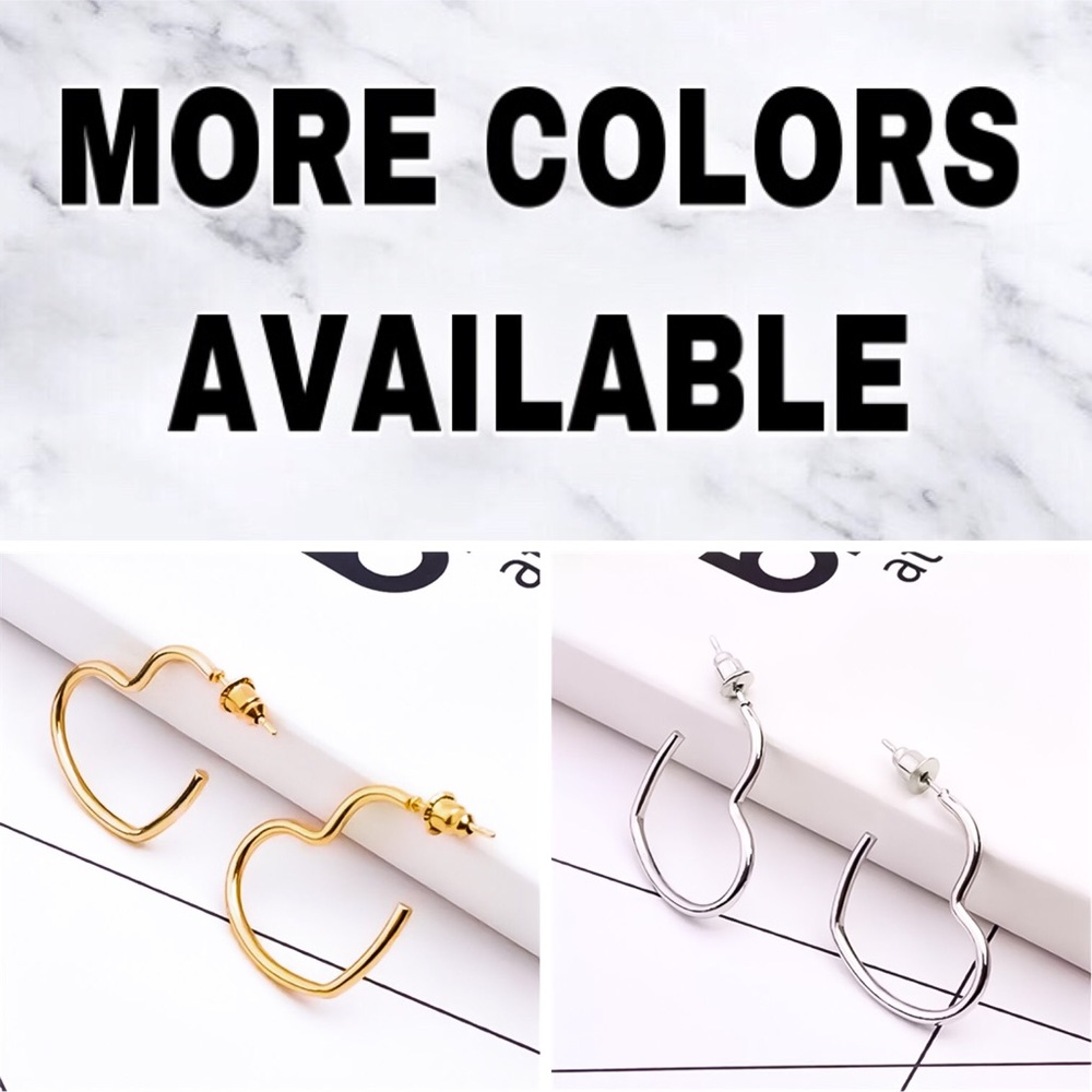 ⚜️[𝟯/$𝟭𝟴]⚜️Gold Heart Simple Hoop Earrings NEW - Picture 6 of 8